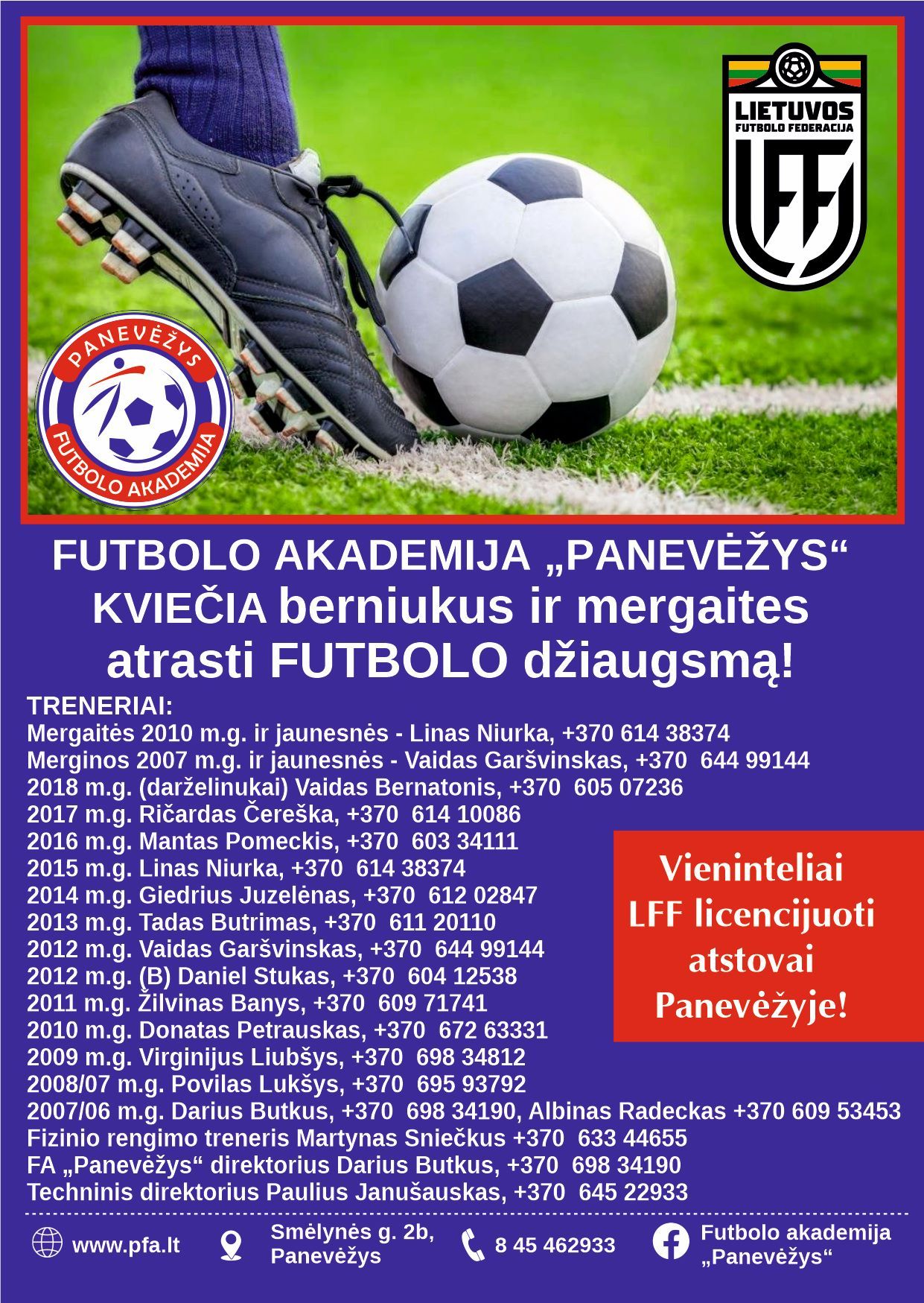 Futbolo akademija „Panevėžys” kviečia !!!